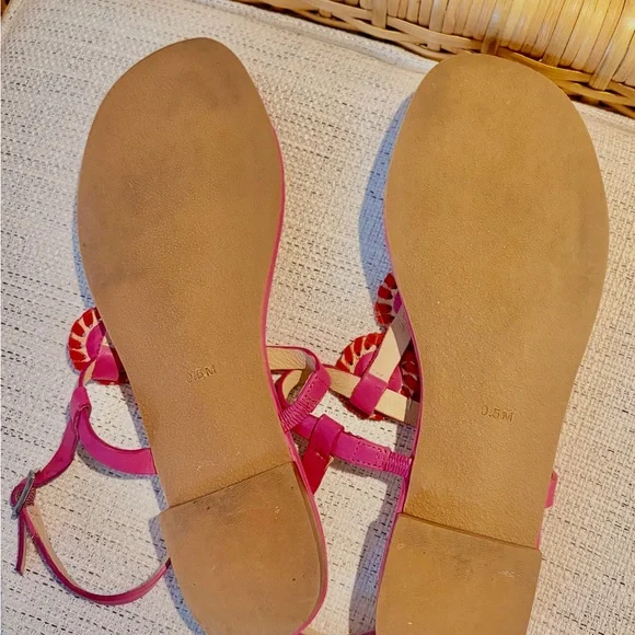 Jack Rogers Whip Stitch Medallion Sandals Pink Red Size 9.5 M EUC - Picture 5 of 10